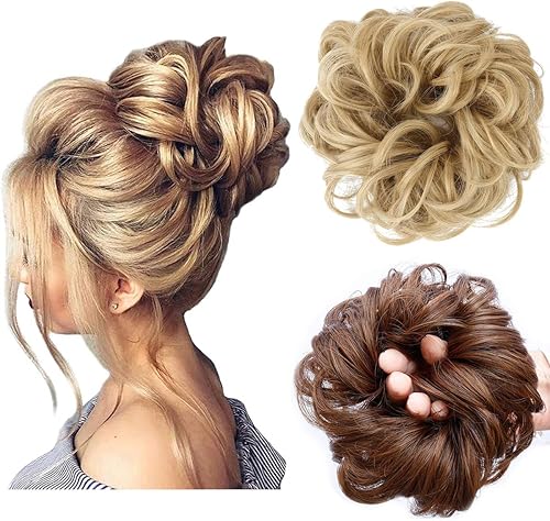 Cabello sintético despeinado, grueso, extensiones para coleta, cabello recogido