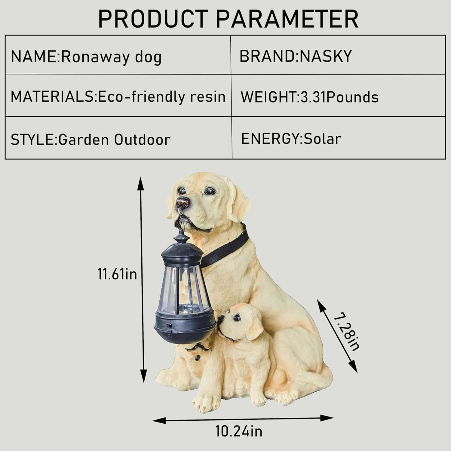 NASKY The Resin Handicraft Solar - Powered Hanging Lamp in The Shape of A Simulated Puppy of The Courtyard is Suitable for Places Such As Courtyards, Gardens and Balconies (Labrador)