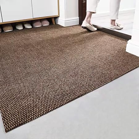 Amazon 玄関マット キッチンマット屋外 室内 滑り止め 業務用 無地 大判 マット シンプル 泥落とし 足ふきマット ブラウン50 80 rio 玄関マット