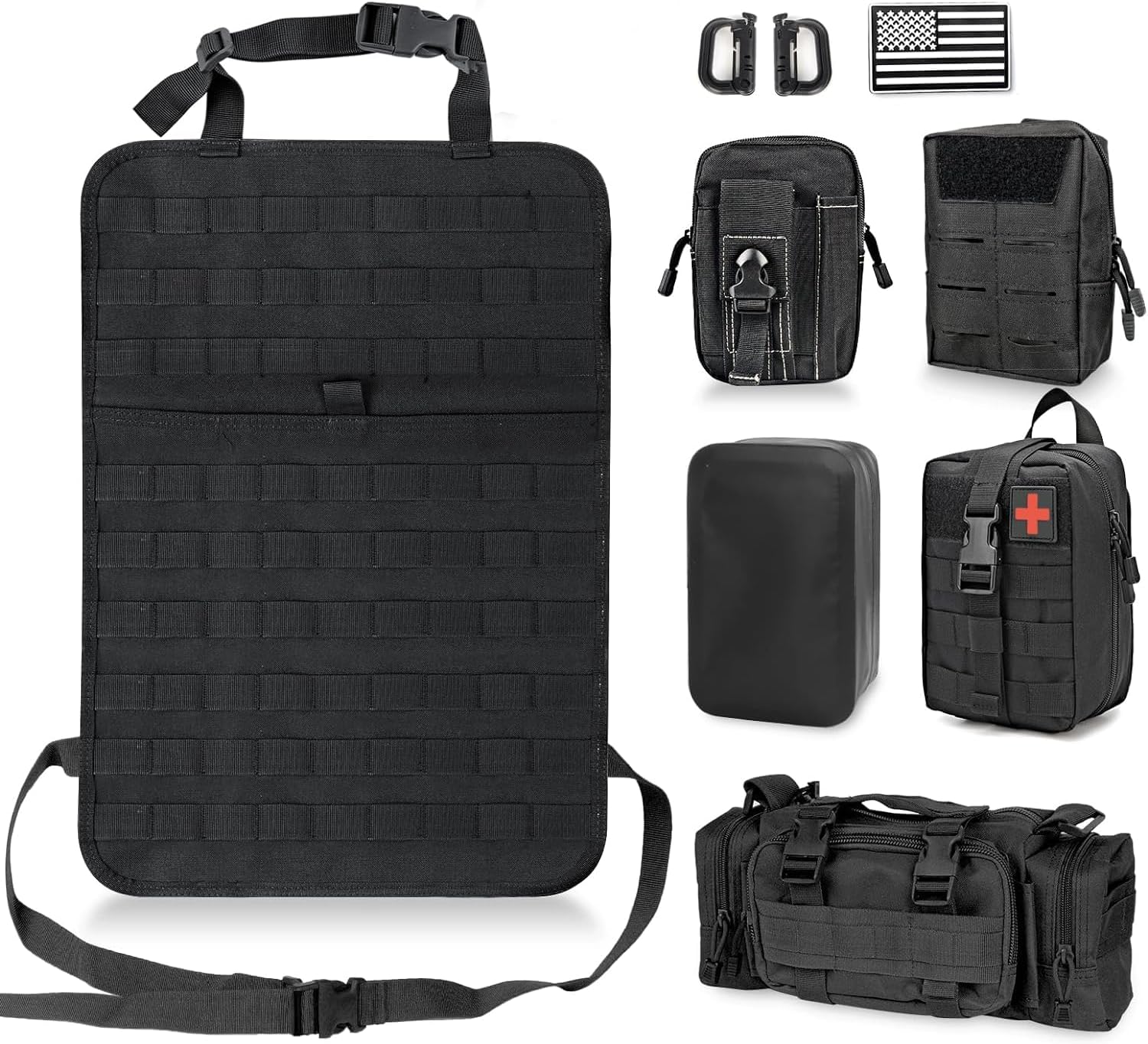 Z8 Tactical Seat Back Organizer, Universal Car Seat Back Cover with 5 Mole Bags in Different Sizes, Universal Fits All Vehicles