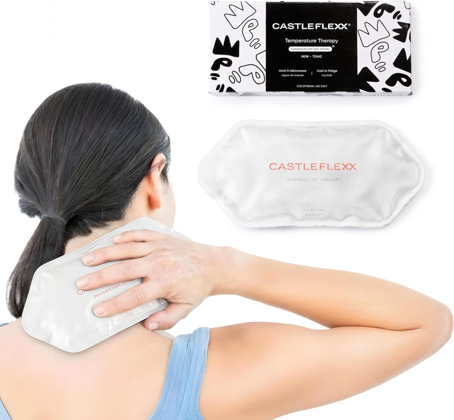 CastleFlexx Dual Hot & Cold Therapy Packs | Gel-Free, Flexible & Reusable for Neck, Shoulders, Joints & Muscles | Microwave & Freezer Safe | Ideal for Daily Relief - Stone