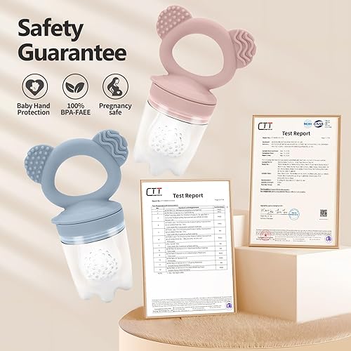 Miniatura 4 de Paquete de 2 comederos de silicona para bebés + mini bandeja para congelador durante 6 meses + niños sólidos seguros para alimentos, sin BPA, juego