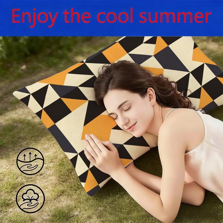 Coussin de jardin 80x100 housse imperméable orange géométrique
