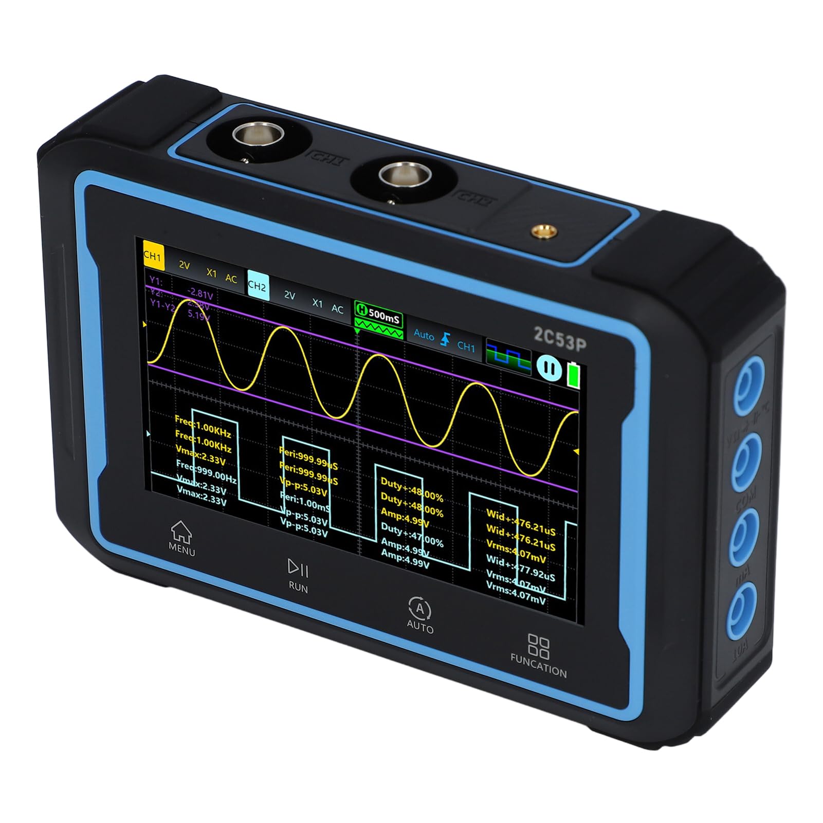 Hyuduo Multimetro Oscilloscopio Portatile 50 MHz 250 MS/s Tester Multifunzione Professionale 3 in 1 con Display LCD Retroilluminato per Ingegneri Tecnici Elettricisti