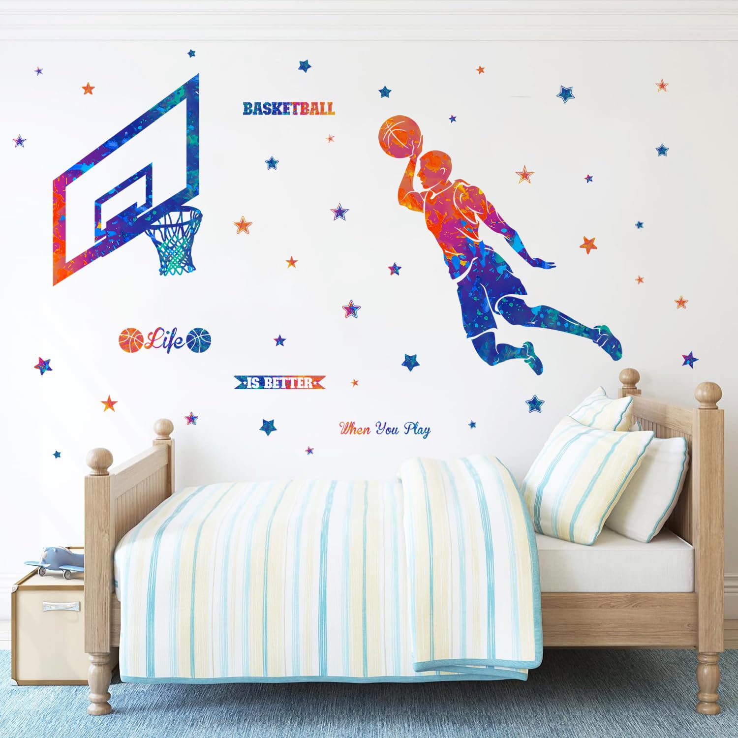 Basketball Wall Decal: Slam Dunk Player Silhouette Vinyl Sticker