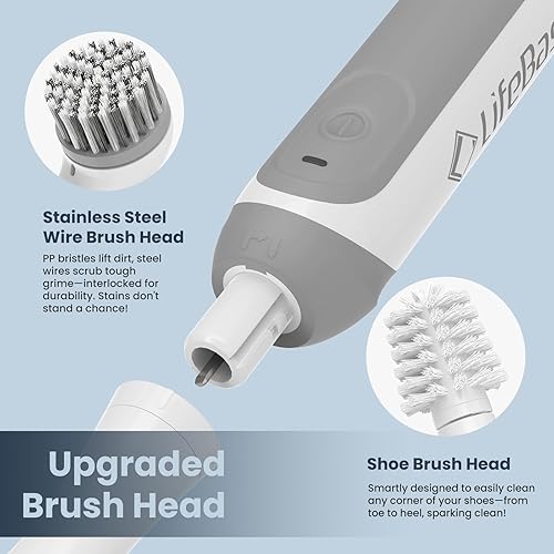Miniatura 4 de LifeBasis Cepillo de limpieza eléctrico inalámbrico, resistente al agua, pequeño cepillo de lechada eléctrico con 5 cepillos para el hogar, cocina,