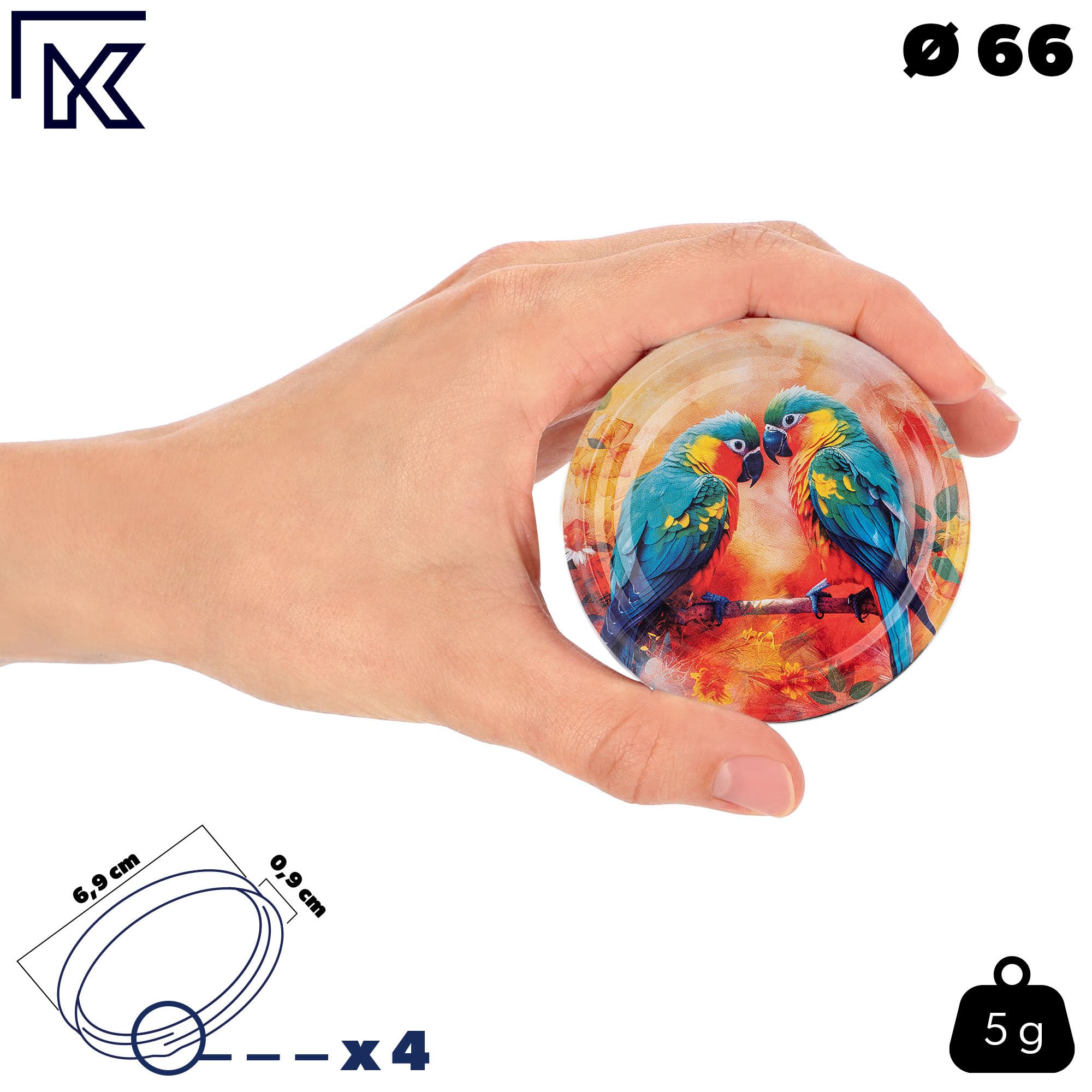 KADAX 10er Set Einmachgläser 315ml TO66 Bunte Vögel, Marmeladengläser Vorratsgläser Mason Jar mit Schraubdeckel, Luftdicht & Spülmaschinenfest, Honig- & Dessertgläser