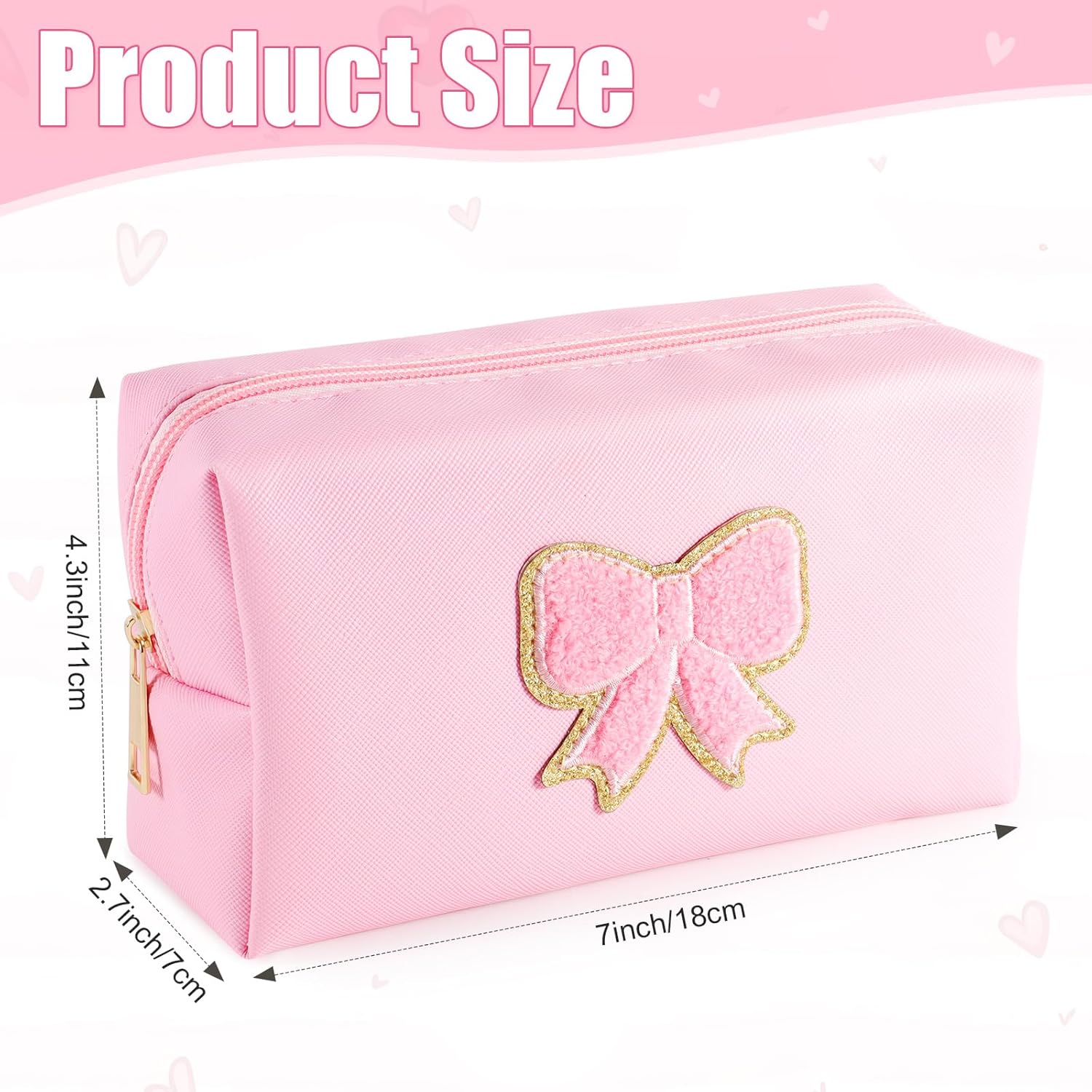 6 Pcs Pink Bow Makeup Bags PU Leather Cosmetic Bag Make up Toiletry Pouch Bulk Portable Travel Organizers Case Cute Coquette Stuff for Girls Women Bachelorette Birthday Party Gifts (01 Pink)