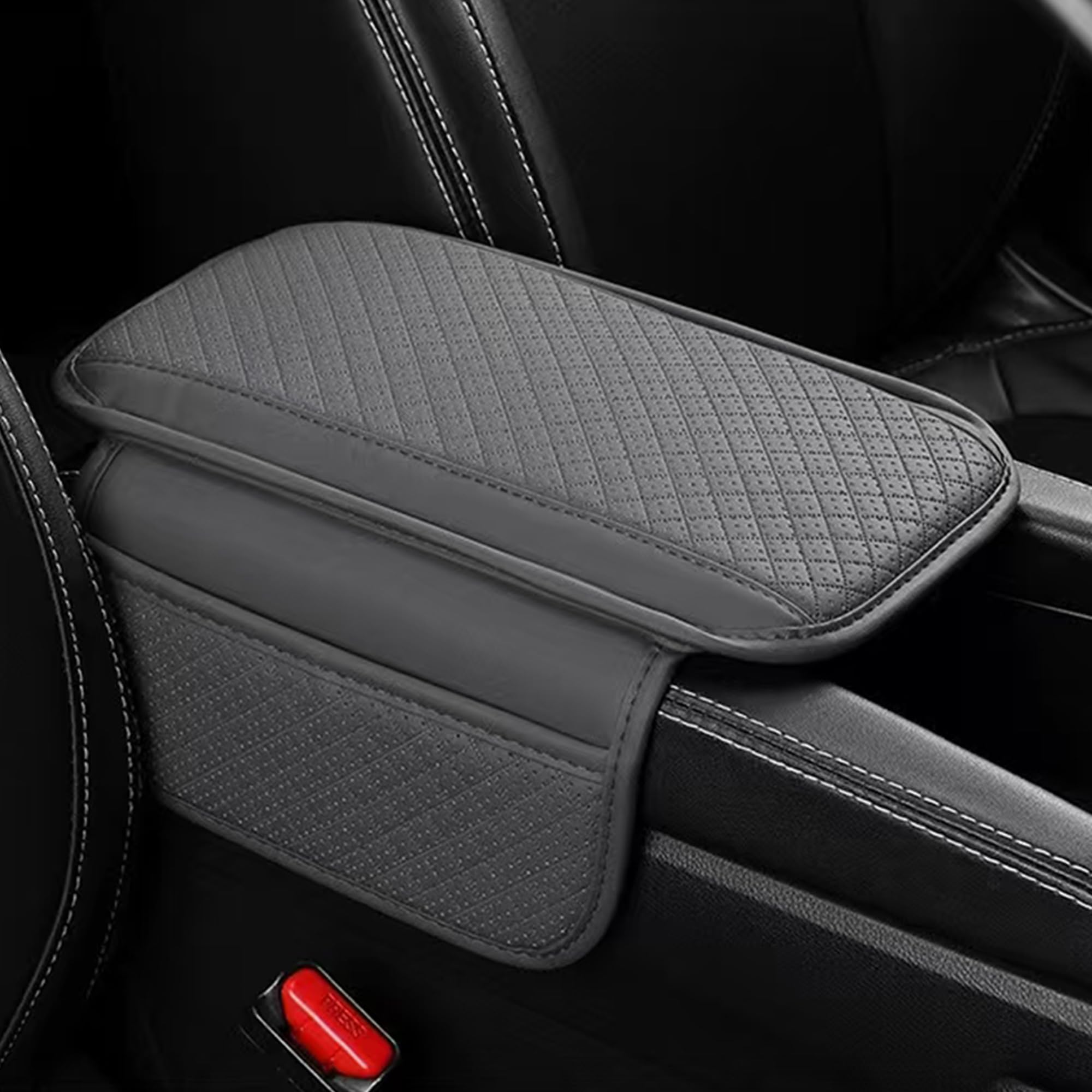 Mokiwala Upgraded Universal Car Center Console Cover for SUVs & MPVs, Microfiber Leather Armrest Cover with Storage Bags, Comfortable and Durable