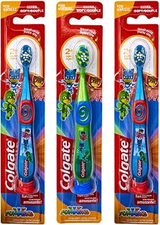 Colgate PJ Masks Toothbrush for Toddlers & Little Children with Suction Cup, Kids 2-5 Years Old, Extra - Pack of 3