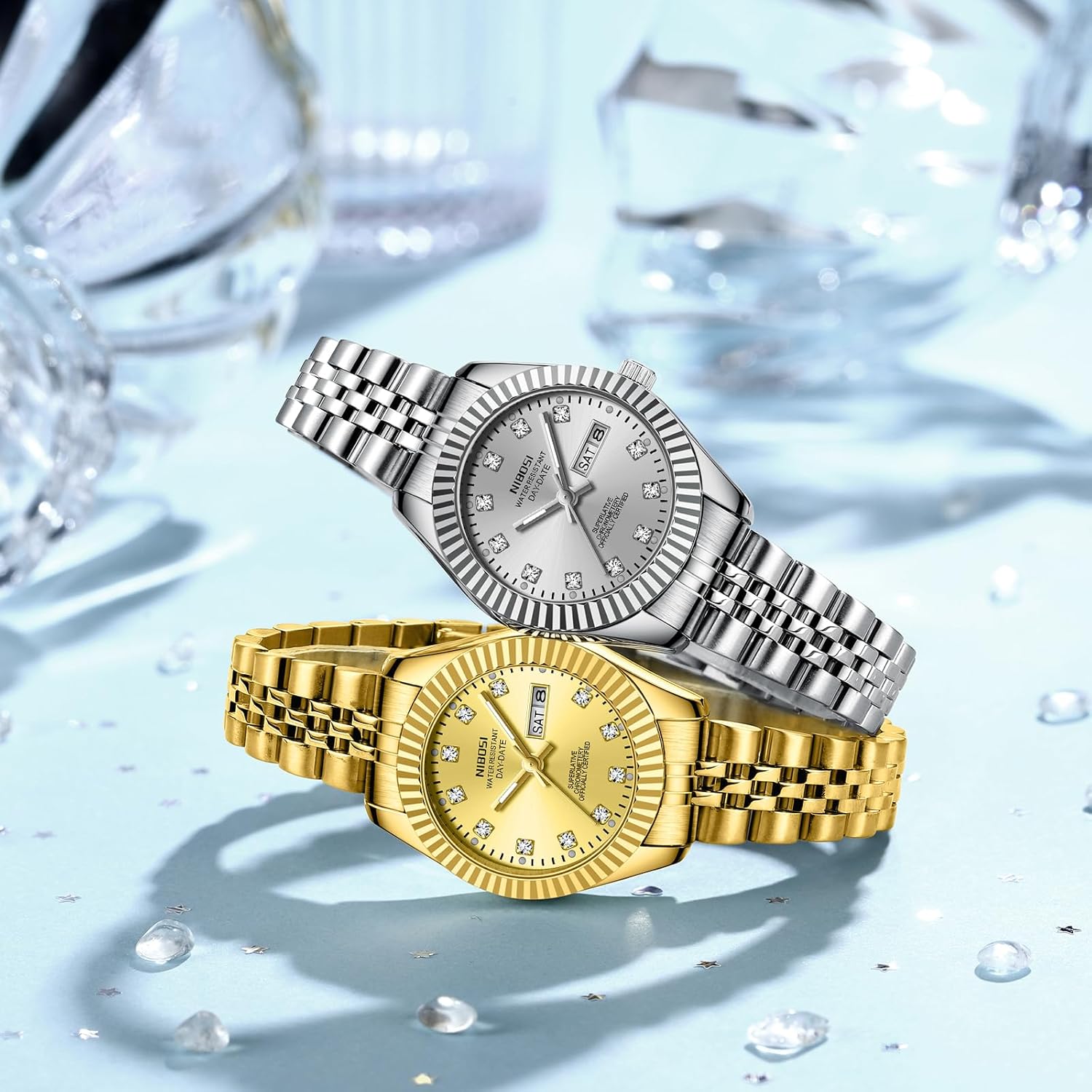 NIBOSI Watches for Women Analog Quartz Stainless Steel Dial with Day Date Luminous Waterproof Dainty Classic Luxury Diamond Elegant Dress Women's Watch for Small Wrists - Image 9