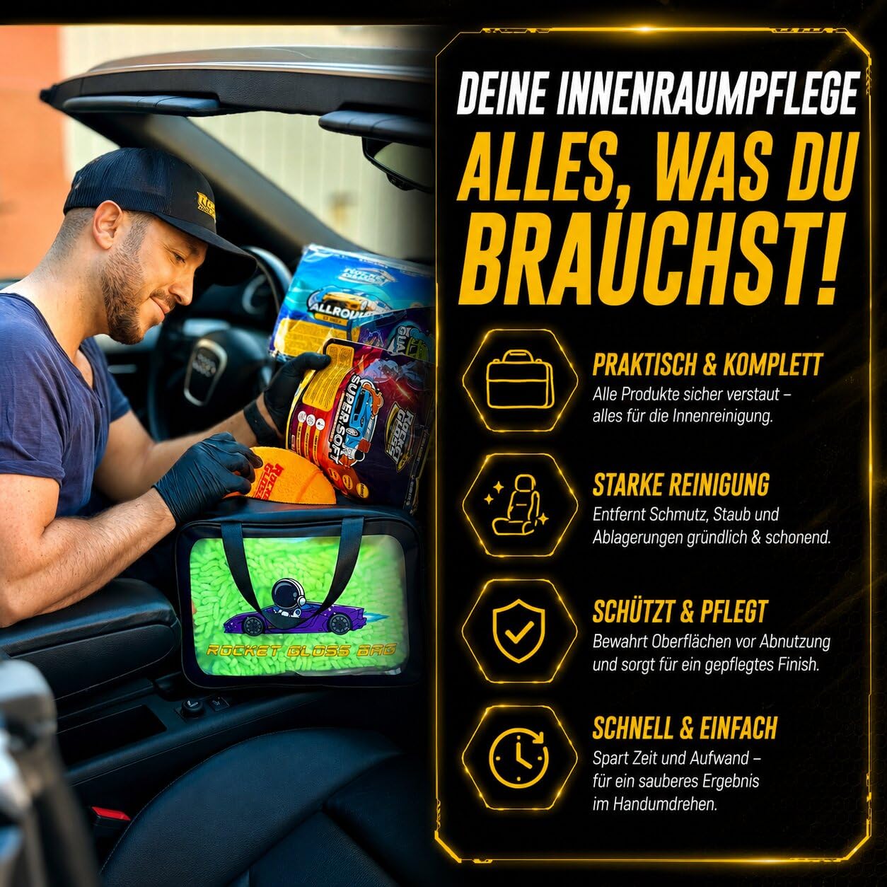 Set per la cura degli interni dell'auto, 14 pezzi, set per la pulizia degli interni dell'auto, per la pulizia degli interni dell'auto con profumo per auto e detergenti alcalini