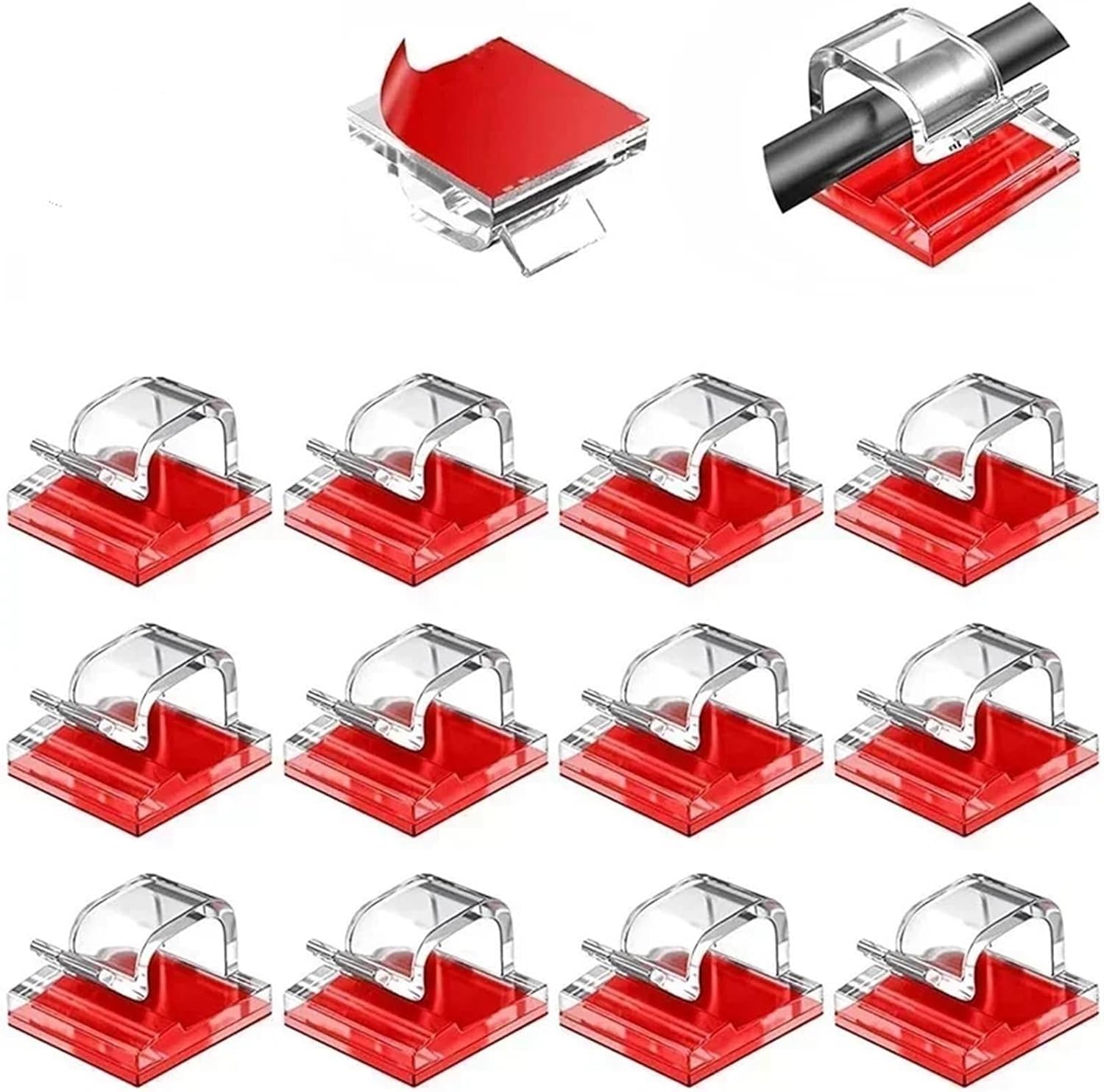 Adhesive Cable Clips 50Ppcs Adhesive Cable Wire Clips Clear Outdoor Management Organizer Cord Holder For Under Desk Car Wall TV for Under Desk