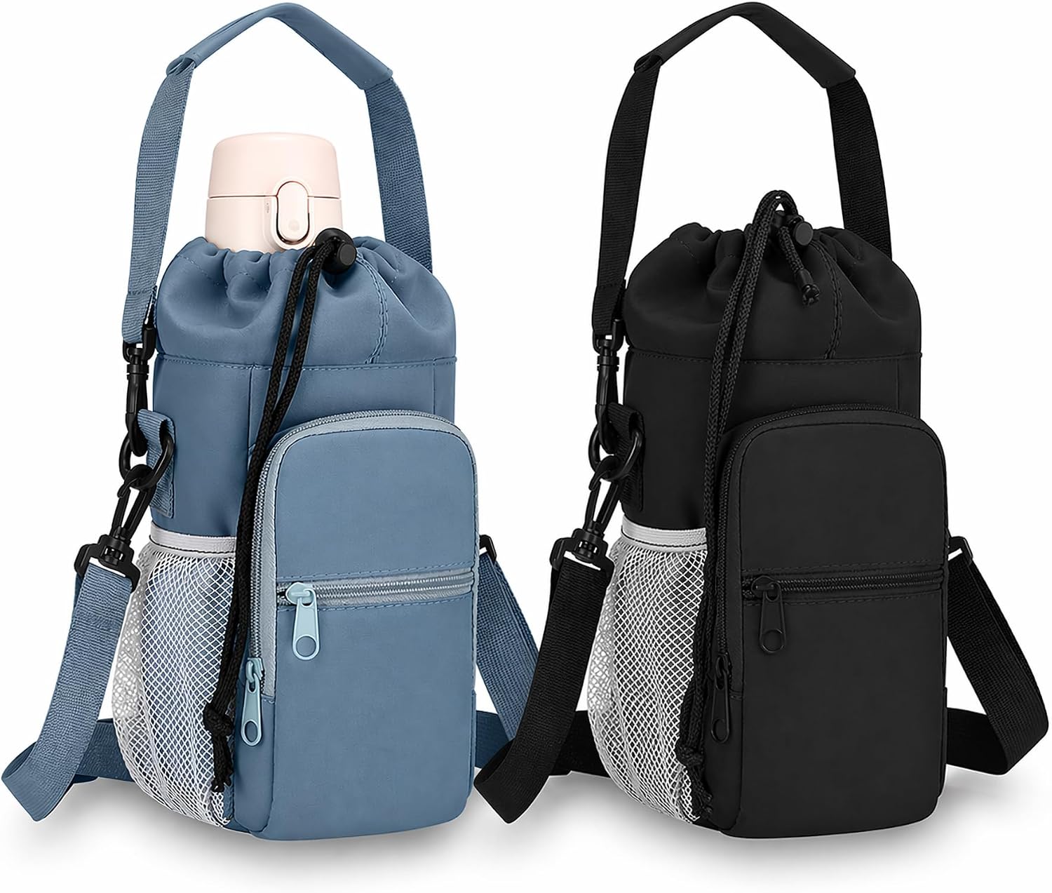 2 Pack Water Bottle Holder Bag with Strap for 30-40 Oz Bottles