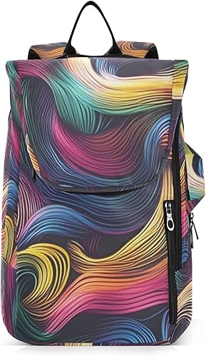 Tennis Backpack for Adults Large Sturdy Colorful Neon Irregular Abstract Texture Gym Sport Travel Bag for Teen Boys Girls Men Women para raqueta