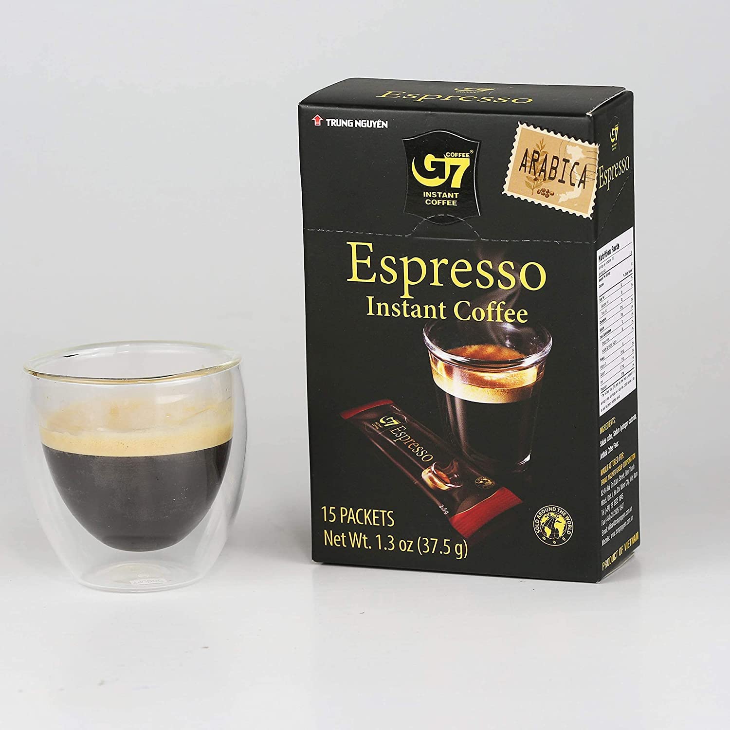 Trung Nguyen — G7 Instant Coffee — Espresso — Strong and Bold — Instant Vietnamese Coffee (15 Packets/Box, 4-Pack)