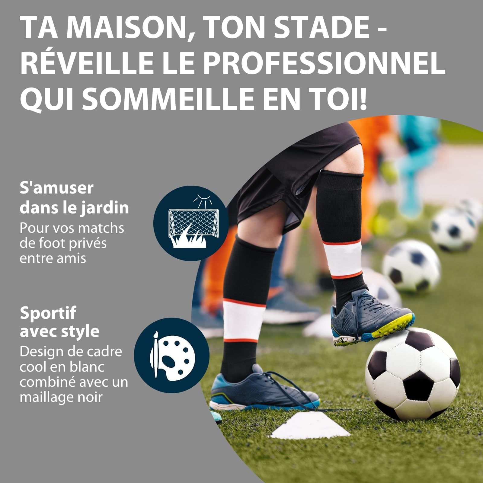 HUDORA But de Football Advanced 120/180/240/300 I pour Enfants/Adolescents & Adultes I But de Football pour Jardin I Résistant aux Intempéries & Stable avec Un Filet à Mailles Serrées