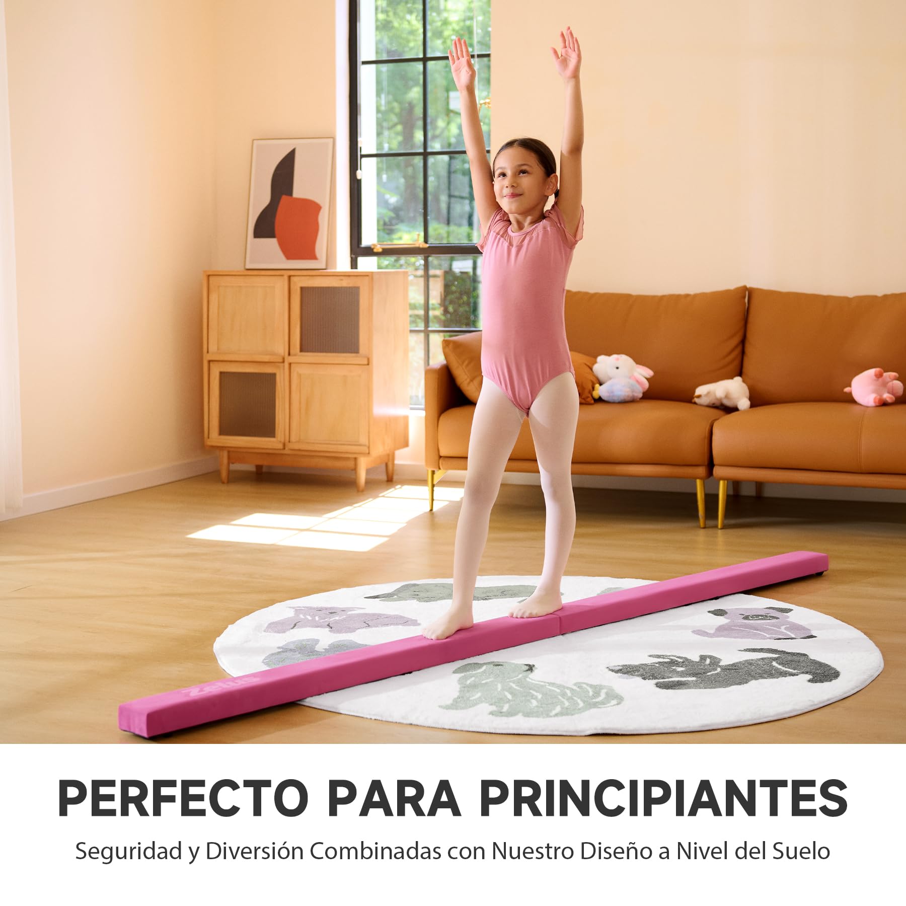 ZELUS 240cm Plegable Viga de Equilibrio Gimnasia Barra de Equilibrio Antideslizante