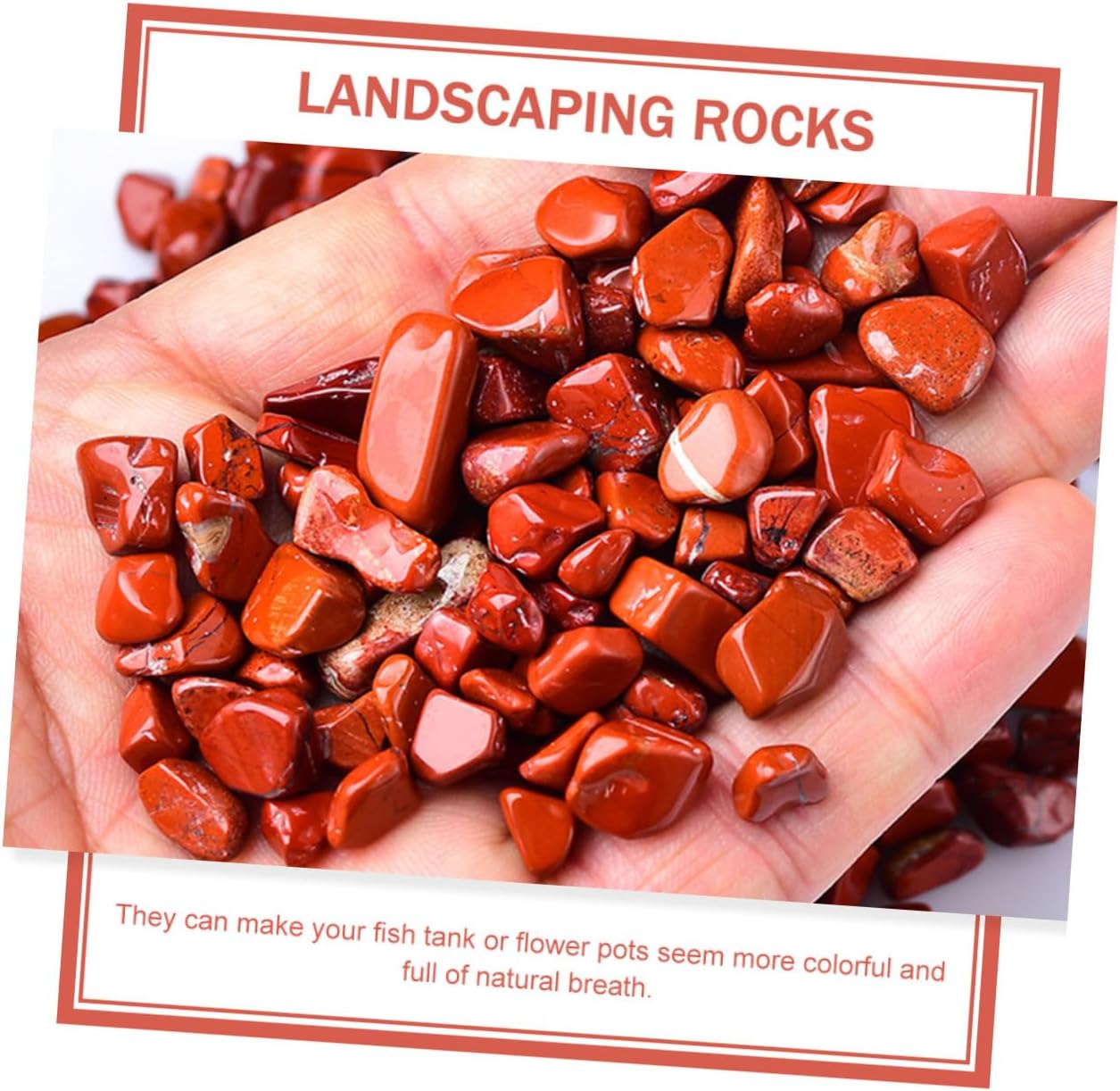 Red Jasper Fish Tank Gravel 7-9mm Natural Aquarium Rocks 2lb Terrarium Stones for Aquatic Landscape and Decorative Garden Gravel