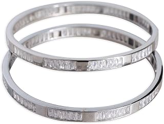 Zvar 925 sterling silver bangles for women & girls | Gift For Her | Sterling Silver Cubic Zirconia Bangle Set 1 Pair | Siz... Price In India