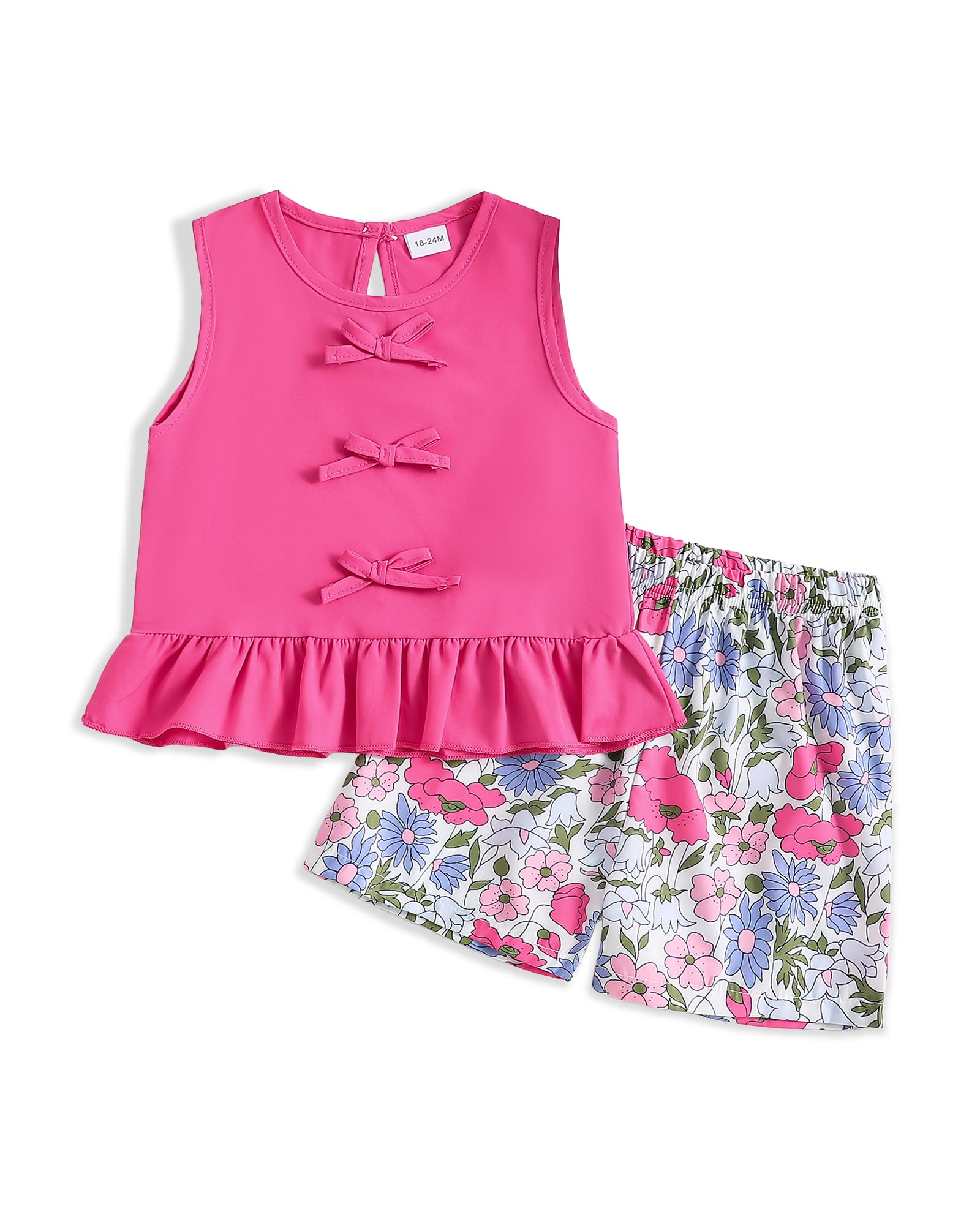 Weebaby Toddler Girl Clothes Baby Summer Outfits Sleeveless Halter Top Ruffle Short Set Cute Kids Clothes Girls