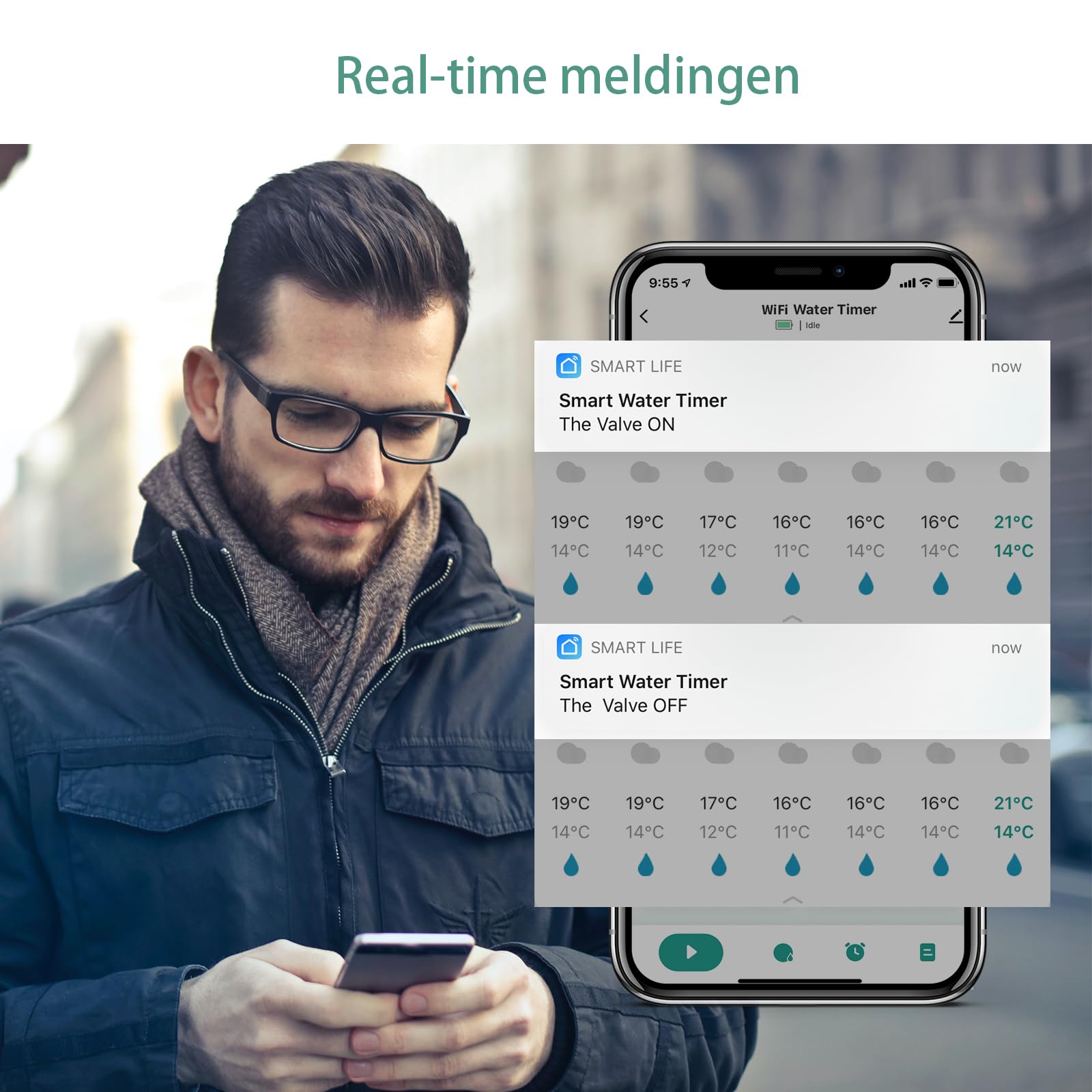 Diivoo Irrigatiecomputer, bluetooth, irrigatieklok voor tuin, irrigatie, compatibel met Alexa en app, automatische irrigatietimer voor gazon (bluetooth, 1 uitgangen