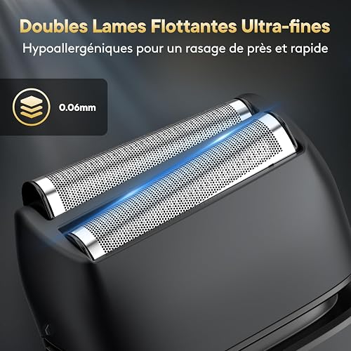 Brightup Men's Electric Shaver with Fold-Out Long Hair Trimmer, 150 Min. Battery & USB-C Quick Charge, Wireless Waterproof Foil Shaver for Wet/Dry Shaving, Black - 2