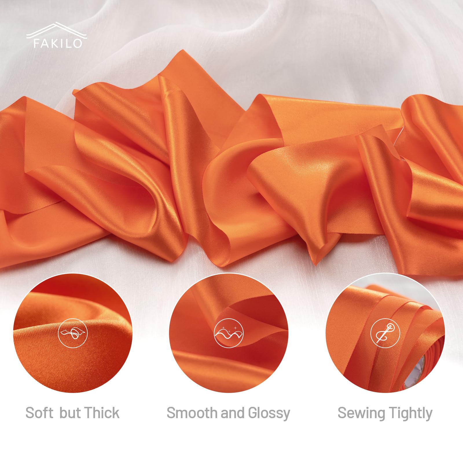 FAKILO Orange Satin Ribbon 4 Inch x 22 yd Wide Thick Ribbon for a Grand Opening Business Ribbon Cuttings Ceremony Bow Wedding Chairs Party Christmas Festival Decor - Image 3