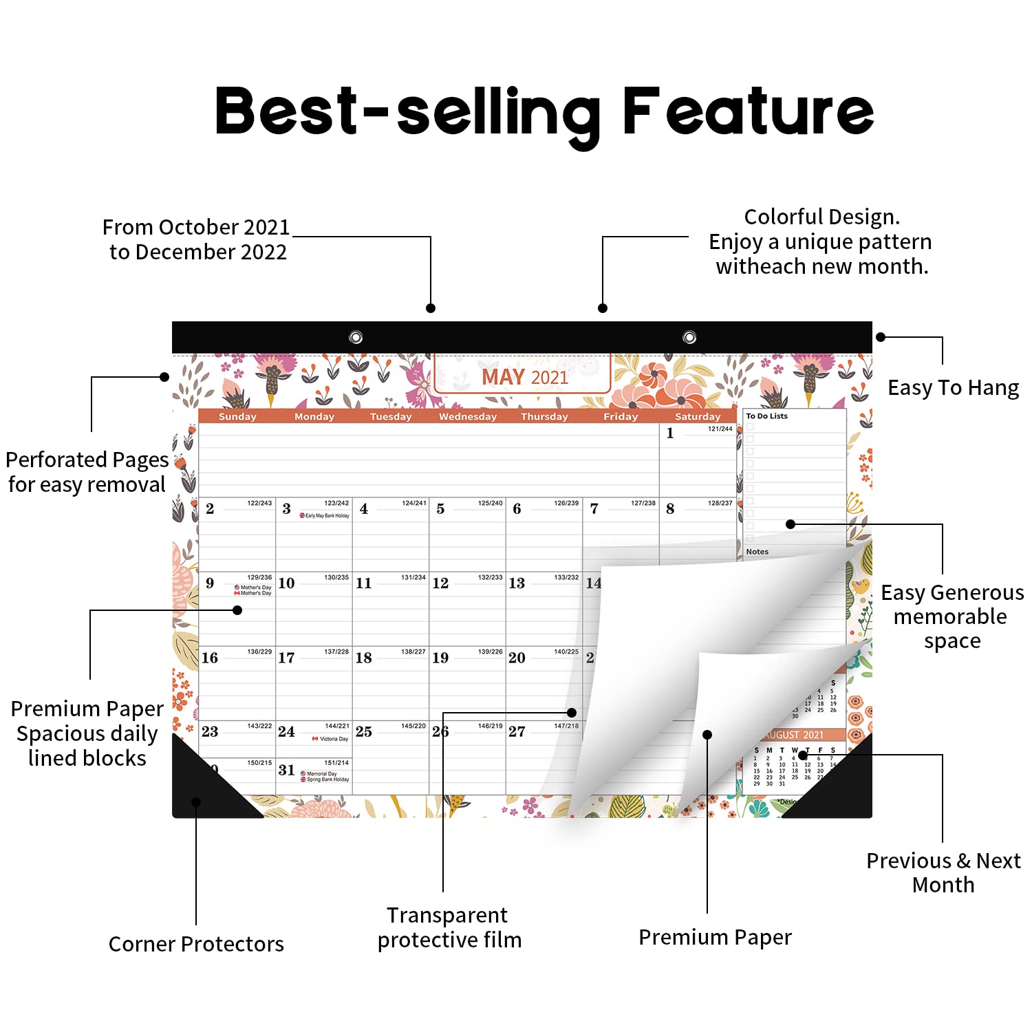 Mokani Desk Calendar 20222023, Large Monthly Wall Calendar from