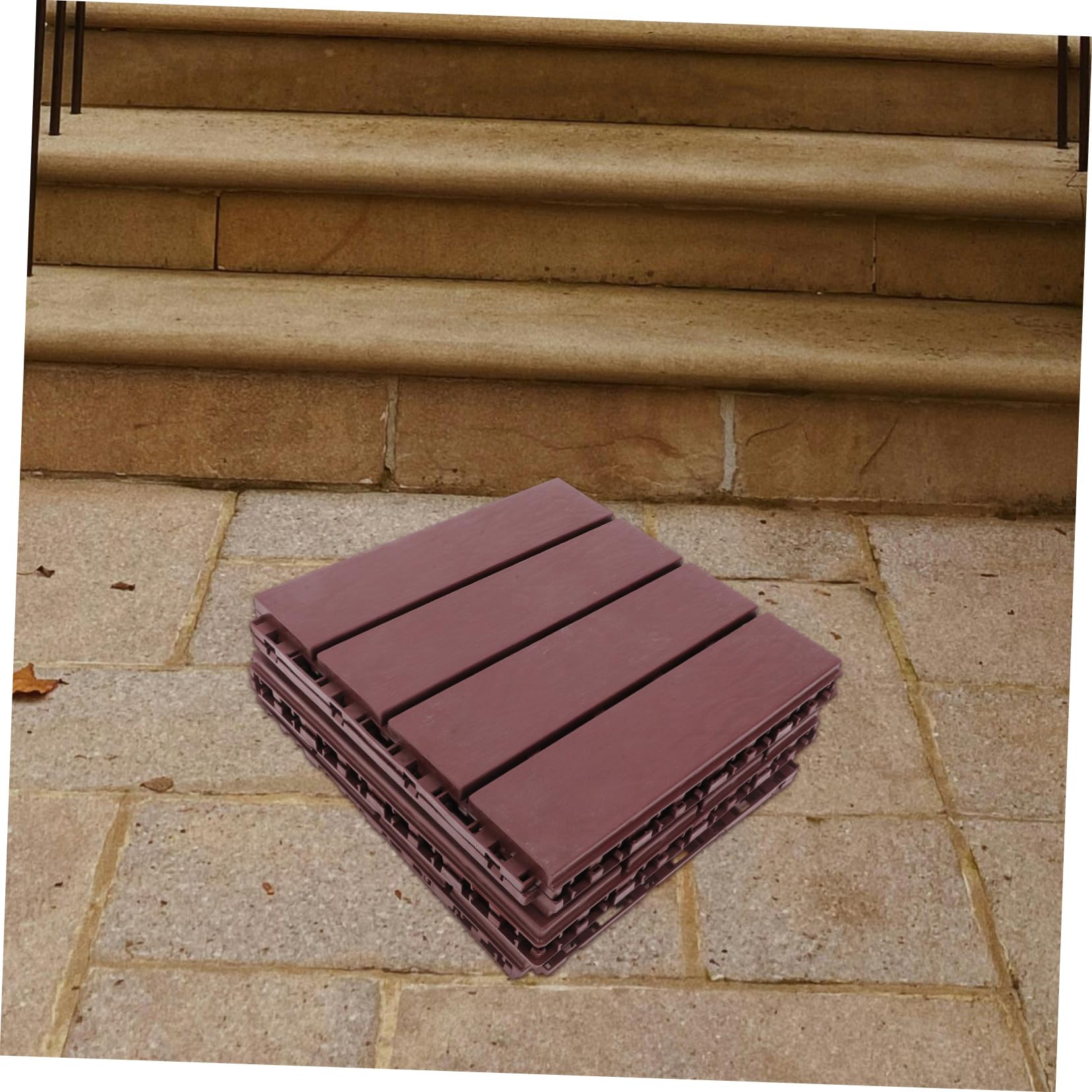 Baldosas de Plástico Entrelazadas para Exterior Marrón 6 Piezas