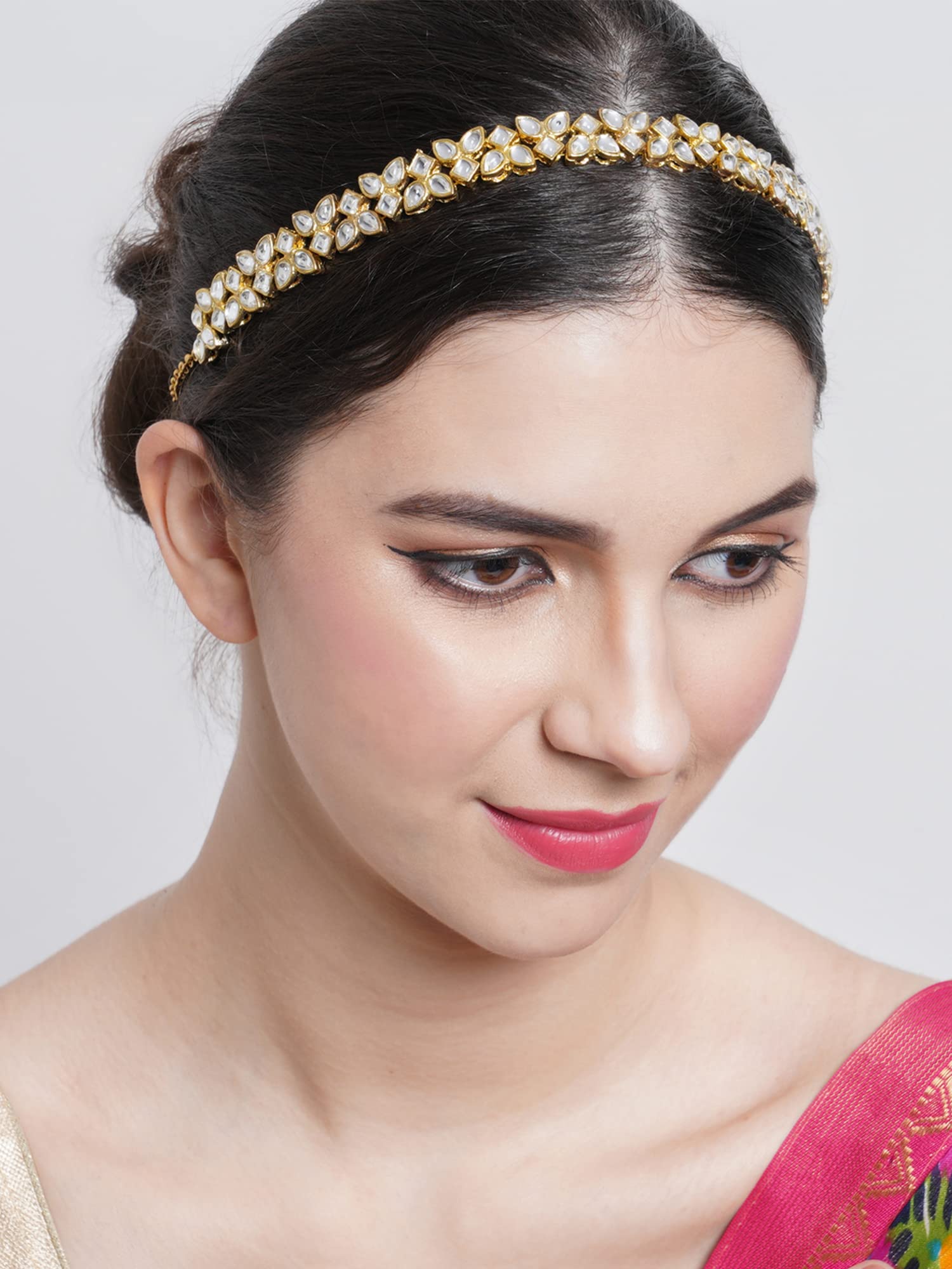 Karatcart Gold Plated Embellished Kundan Link Metal Hairband for Women (B09M8SLRTG) Amazon Price History, Amazon Price Tracker