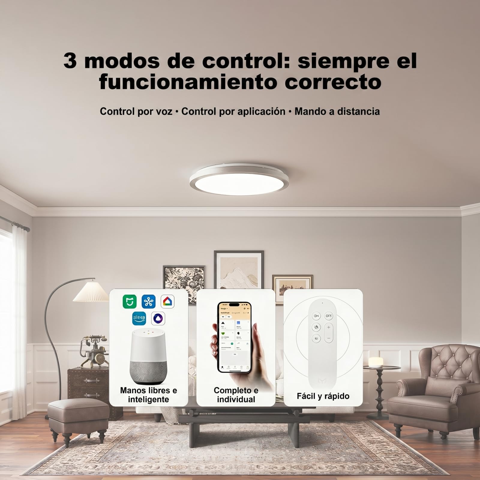 Yeelight Smart Lámpara de techo LED RGB Close-to--Ceiling Lights, 50 W, 3000 lúmenes, 2700 K-6500 K, lámpara regulable, DIY compatible con Alexa, para salón, dormitorio, cocina, pasillo, 50 cm