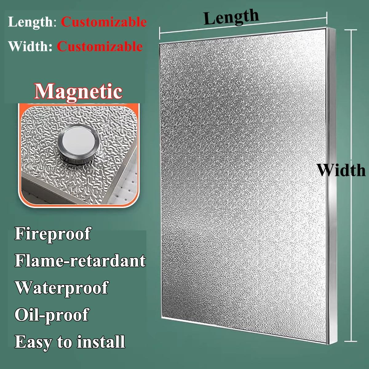 Pannello isolante termico per TV sopra il camino/parete dietro la stufa a legna, copertura magnetica per porta del forno, pannello laterale per fornelli, protezione per frigorifero (70 x 45 cm)