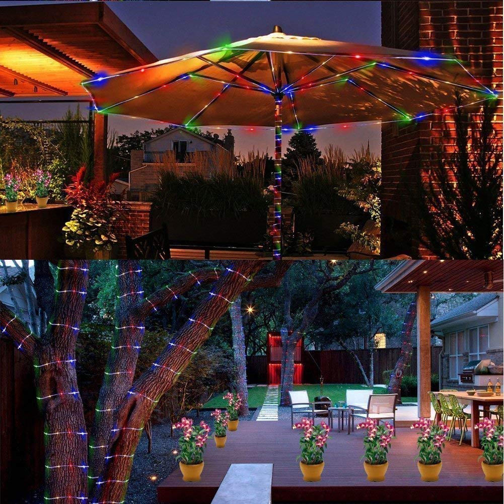 Durchmesser 3mm Lichtschlauch Außen, 50M 500 LEDs Schlauch lichterkette IP67 Wasserdicht, Strombetrieben Lichtschlauch mit Fernbedienung für Innen/Außen, Hochzeit, Garten Dekolicht - Bunt