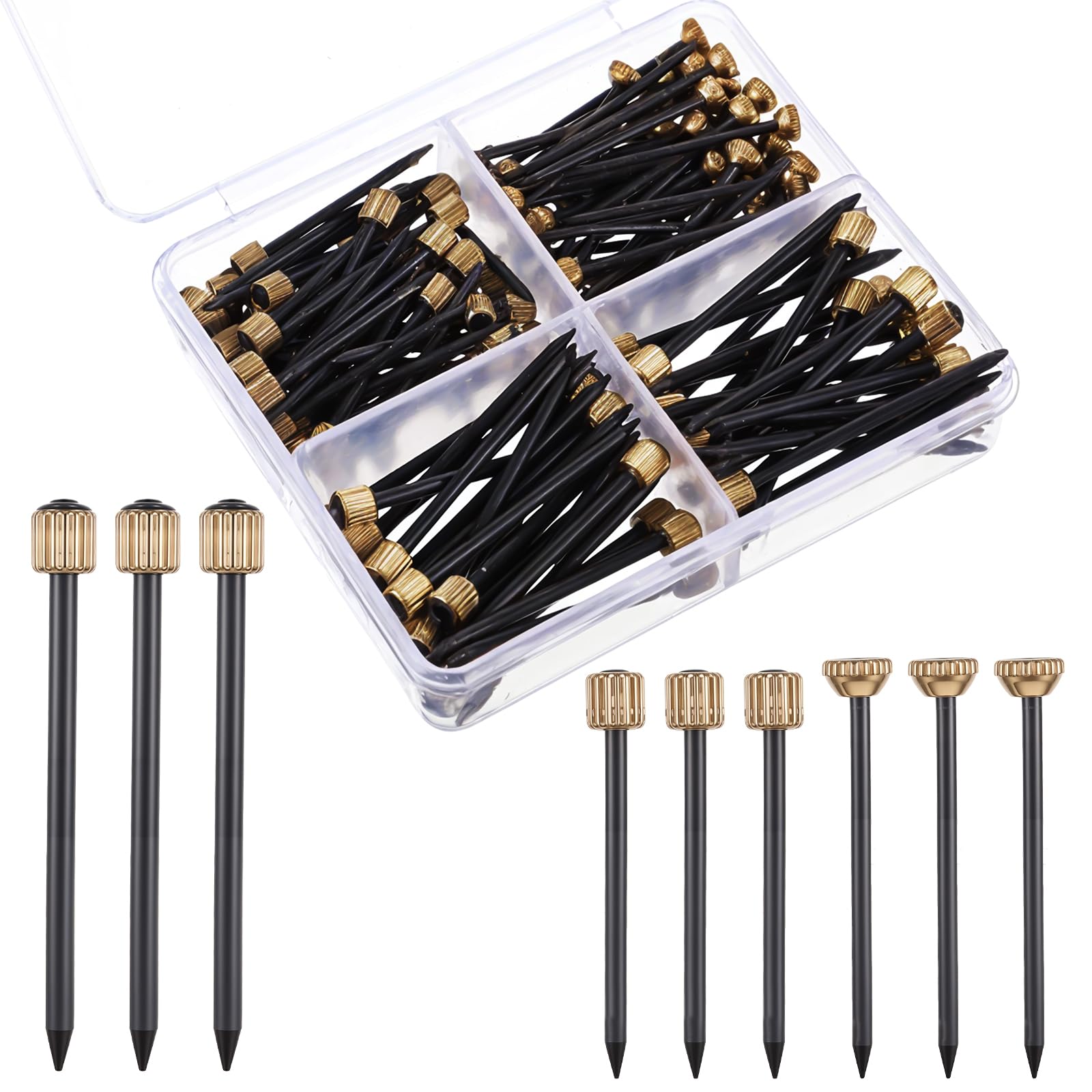 150pcs Picture Hanging Nails - 3 Sizes Black Nails With Storage Box For Drywall