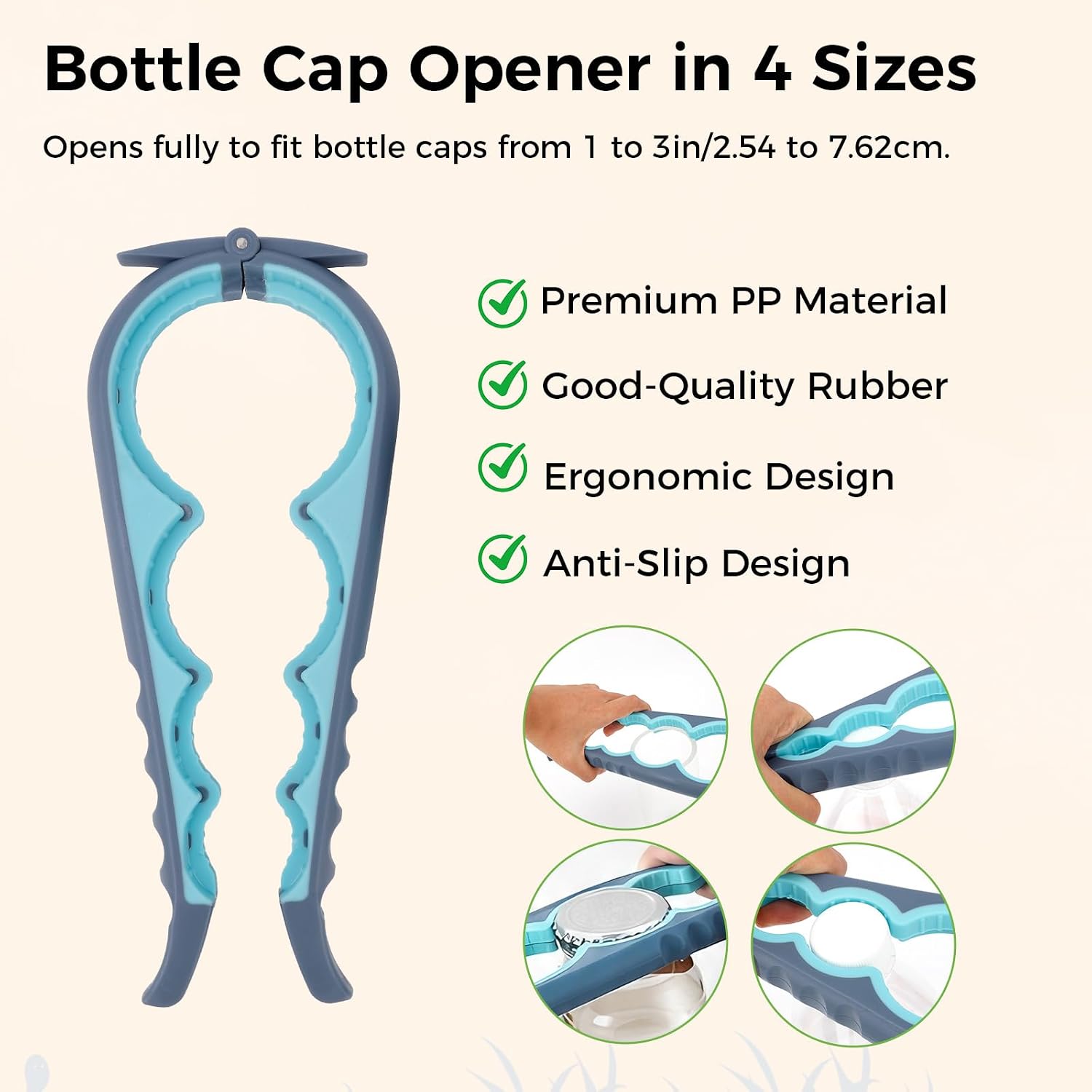 NQEUEPN 6pcs Jar Opener Set for Seniors & Weak Hands with Rubber Grip Pad | 5-in-1 Multifunctional Jar Lid And Bottle Opener Set with 4 Non-Slip Rubber Gripper Pads Kitchen Bottle Can Opener Tool