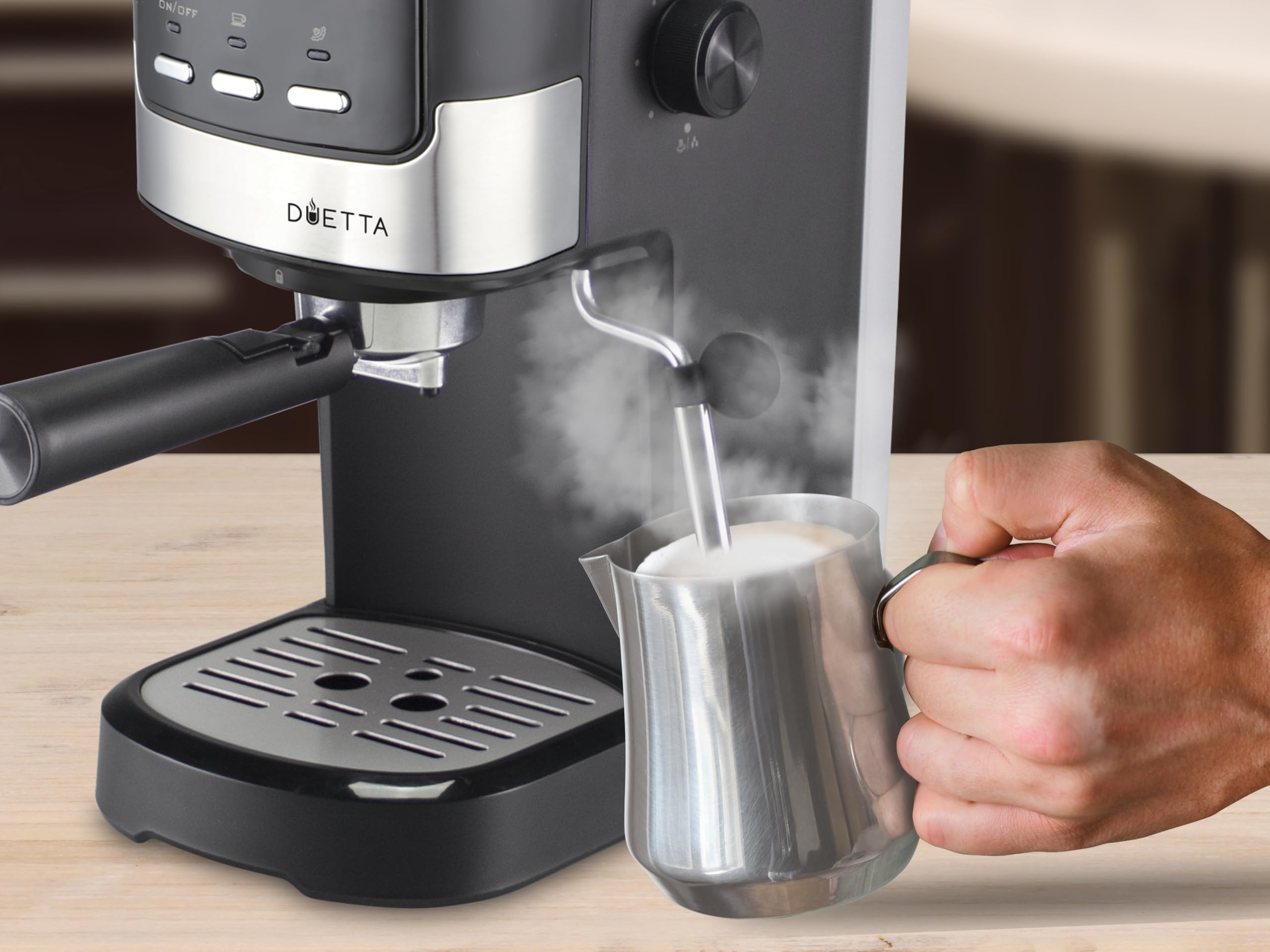 BEPER P101CAF100 Duetta Espresso-Kaffeemaschine, 1100W, 15 bar, Schwarz
