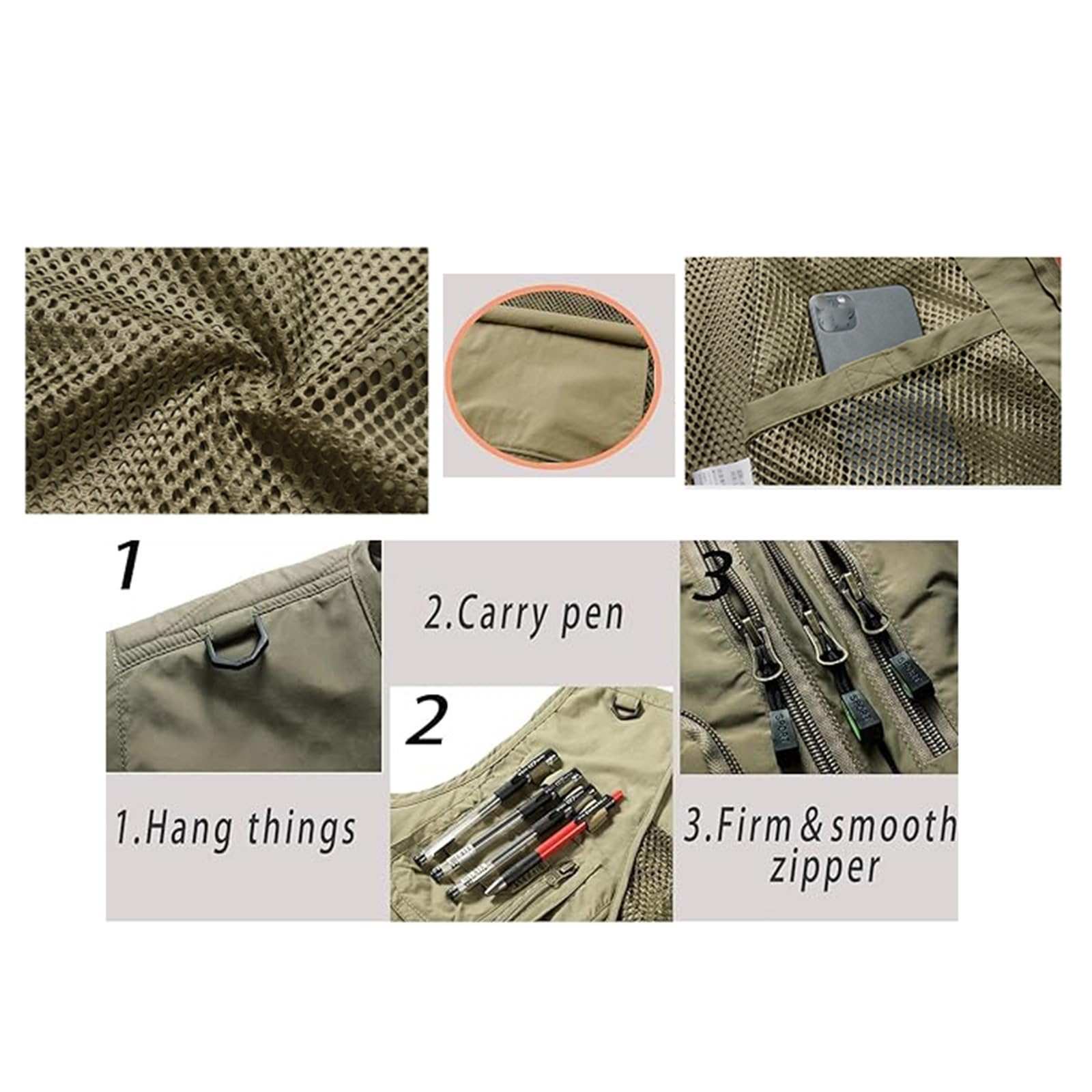 CLSQLXYJZC Gilet Tattico Multitasche, Gilet Estivo Da Uomo Taglie Forti Traspirante In Rete Con Cerniera Multi-traspirante Per Attività All'aperto, Giacca Da Caccia E Campeggio Ad Asciugatura