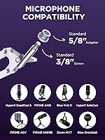 Vista 2 de InnoGear Soporte de micrófono con brazo de brazo para Blue Yeti HyperX QuadCast SoloCast Snowball Fifine Shure SM7B y otros micrófonos, blanco