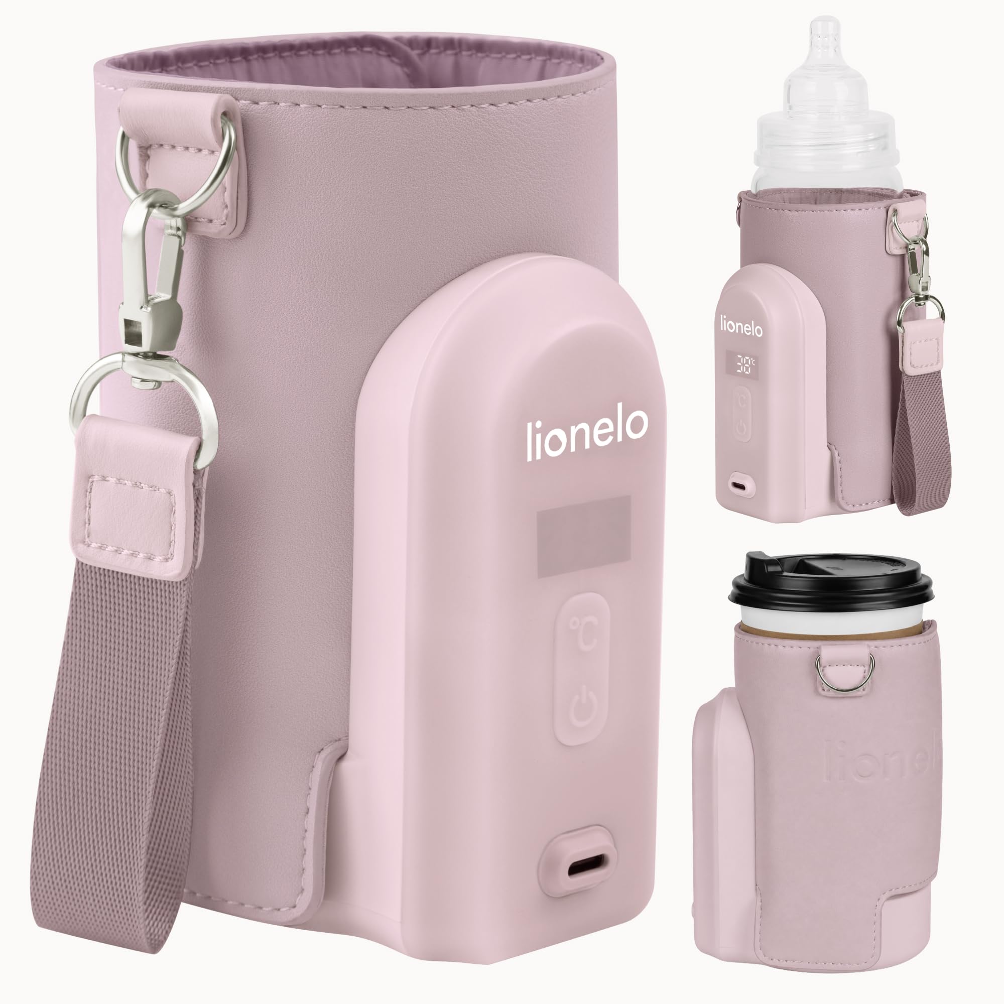 LIONELO Thermup Go Evo Scaldalatte Portatile per biberon per Neonati, Mantiene Liquidi caldi, 5 Temperature operative da 38 a 50°C Ricarica USB-C, Fino a 9 Ore di Funzionamento