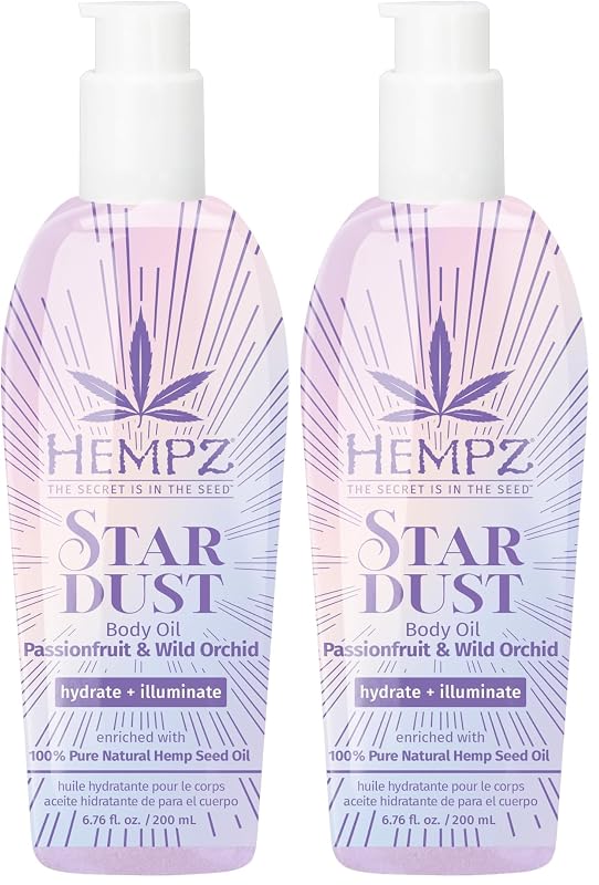 Óleo corporal Hempz Star Dust com brilho prateado e fragrância Unicorn Sparkle, 200 mL, Pacote com 2