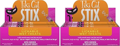 Miniatura 10 de Tiki Cat Stix - Golosinas de mousse, golosinas indulgentes para lamer o aderezo para alimentos secos, con pollo en salsa cremosa, 0.5 onzas