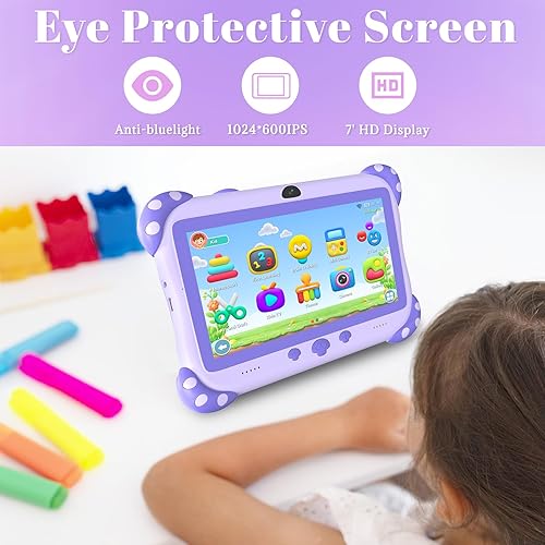 Miniatura 7 de YINOCHE Tableta para Niños de 7 pulgadas Tableta para Niños Pequeños WiFi Tabletas 32G Android Cámara Dual Control Parental con Aplicación sin