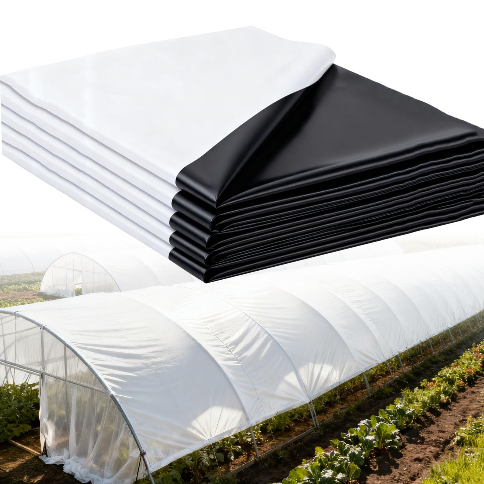Film per Serre Bianchi e Neri, Film plastico Impermeabile Spesso, Teloni plastico Oscurante per coperture agricole e Giardini(Size:3x10m)