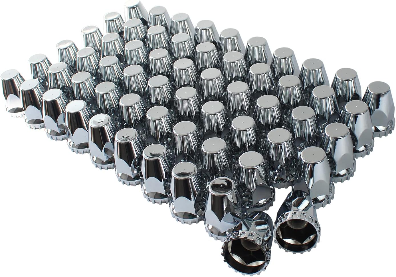 33mm Chrome ABS Plastic Screw on Lug Nut Covers Caps with Flange for Semi Truck (60)