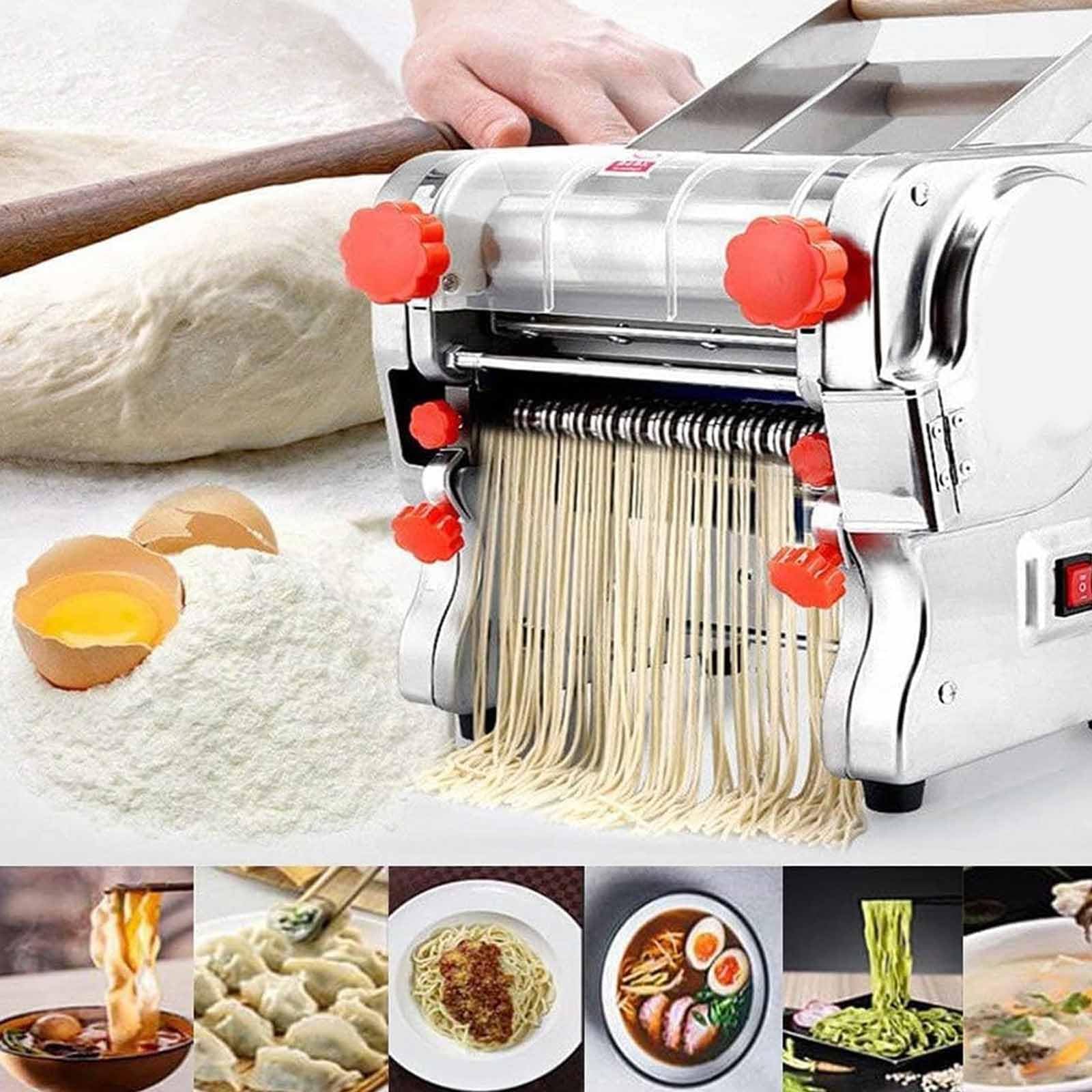 Macchina per La Pasta Elettrica da 550 W, Sfogliatrice Professionale per Ravioli E Pasta, Spaghetti Freschi Fatti in Casa in 10 Minuti, per Noodles/Spaghetti/Lasagne/Ravioli Fkm200