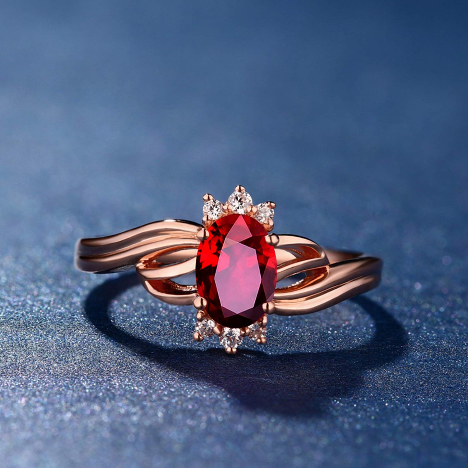 Beydodo Pierścionek zaręczynowy 750 złoto owalny rubin 0,55/0,99/1,19 ct pierścionek ślubny różowe złoto z diamentem e różowe złoto, 45 (14,3), colore: 0.55ct, cod. TLLWGZ3635