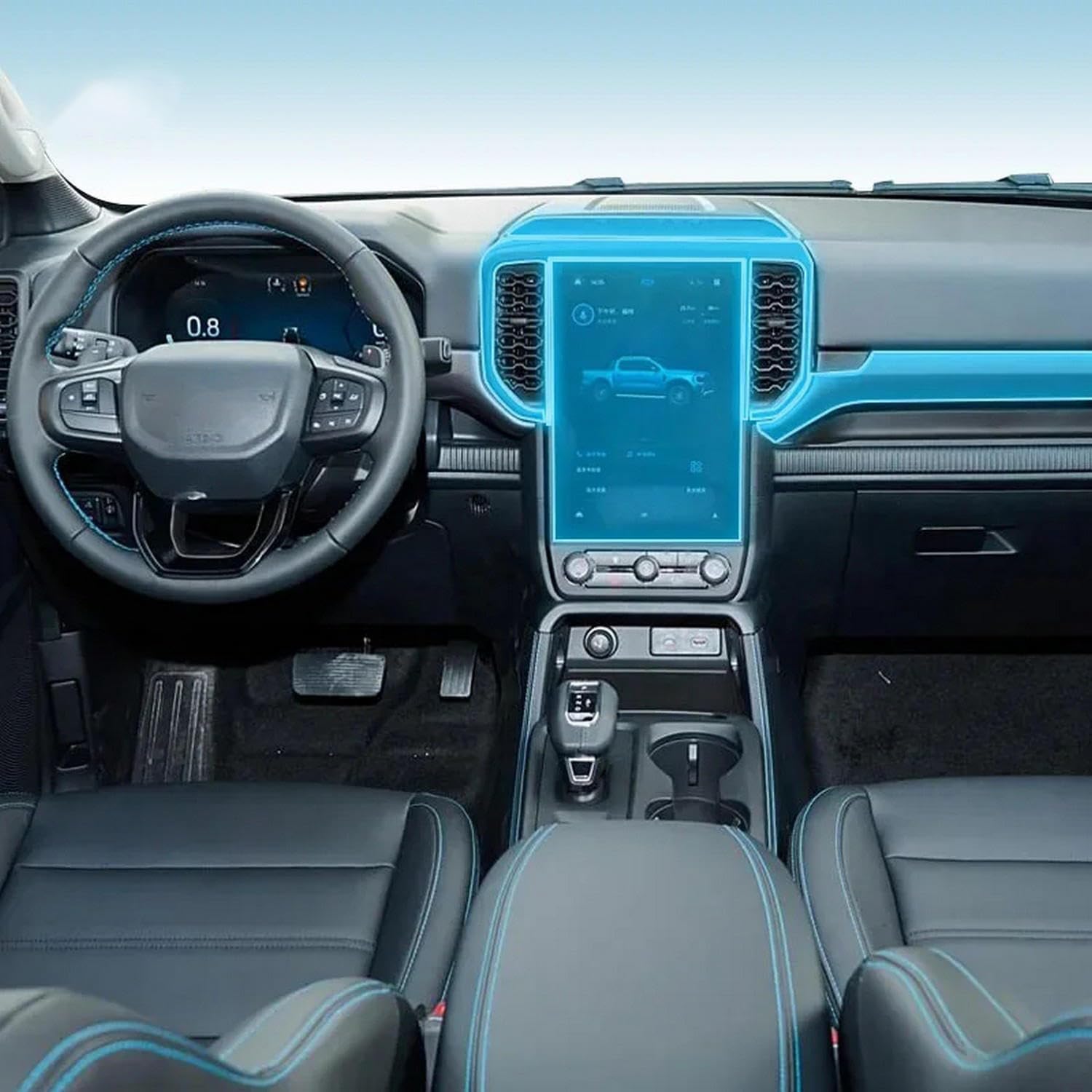Film PPF Ford Ranger console centrale TPU protection intérieur