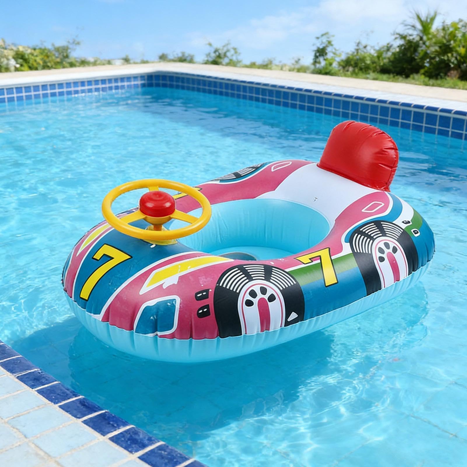 Nouveaux Anneaux de Piscine pour Bébé Siège Gonflable Jouet d'Eau Flotteur Cercle de Nage (Bleu