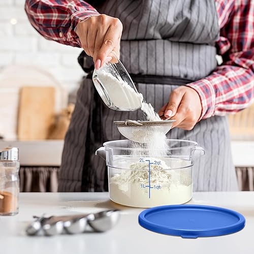 Miniatura 6 de Wenqik Juego de 4 recipientes de almacenamiento de alimentos con tapas, a prueba de masa, redondos, transparentes, con básculas y asas para pan,